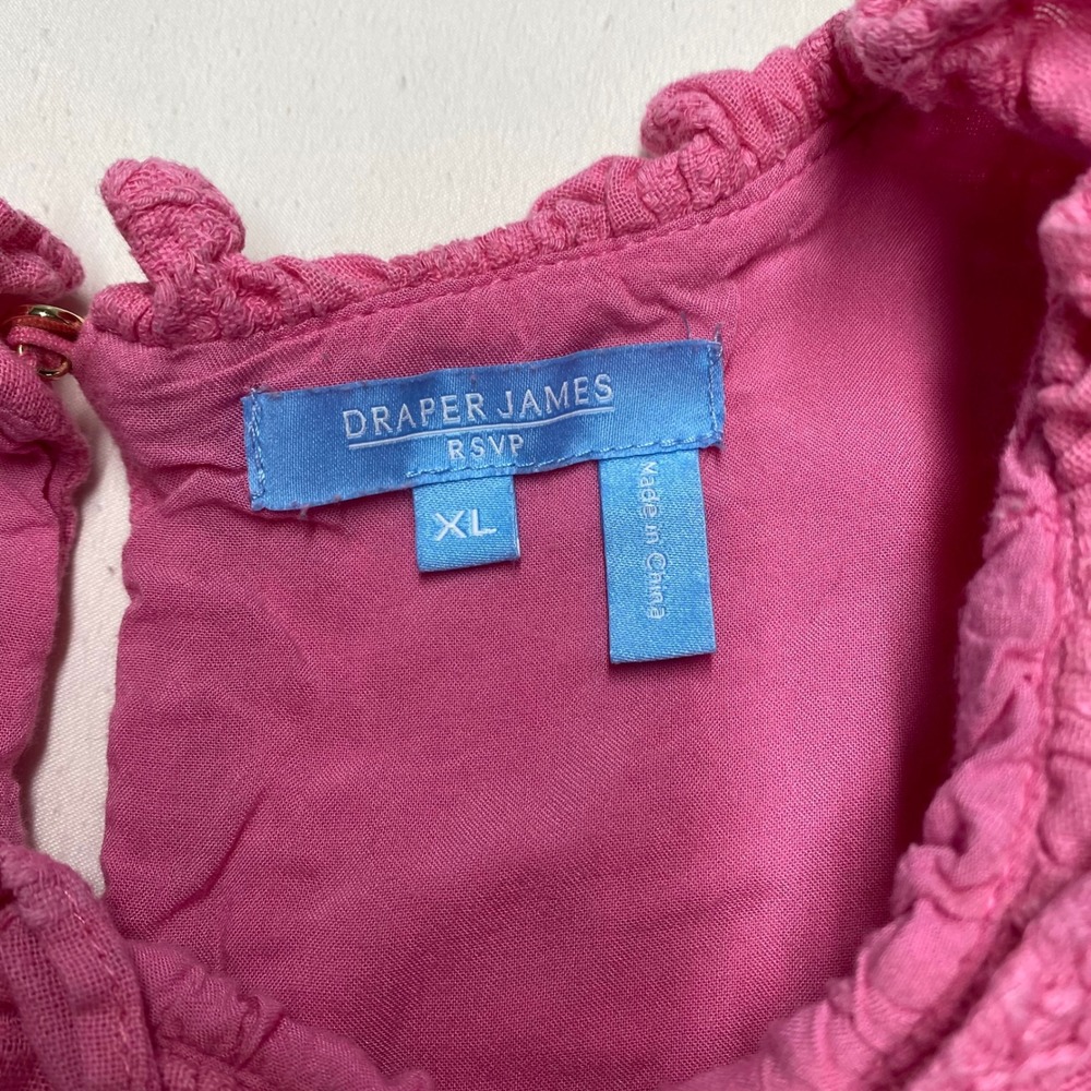 Draper James RSVP Pink Textured Dobby Stripe Ruffle Mini Dress Womens XL - Picture 2 of 8